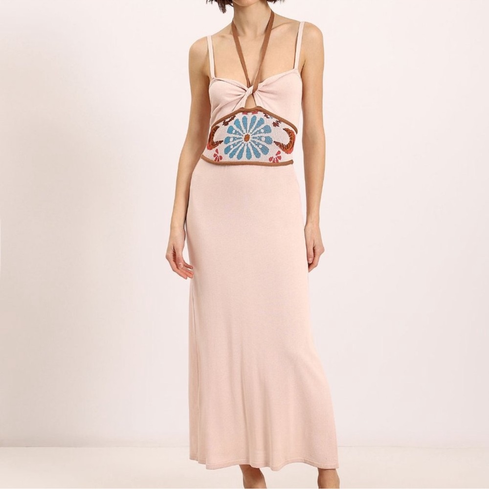 DIXIE Moon Flower Knit Halter Maxi Dress Small NWOT - Picture 3 of 5